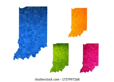 Mapa de Indiana - Conjunto de fondo gráfico de gradiente triangular triangular de bajo estilo de polo geométrico, diseño poligonal para su ,Vector eps 10.