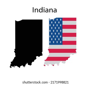 Indiana Map Silhouette and Icon Vector Illustration 