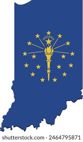 Indiana map in state flag colors (cut out)