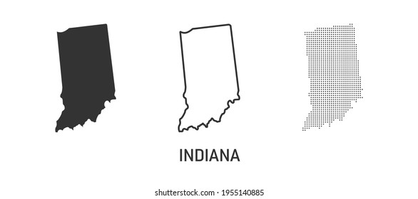 Indiana map. Map of the United States of America made of dots, line and whole. Vector illustration.