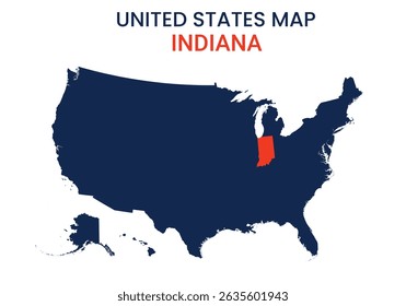Indiana map of USA state. Indiana map vector illustration. Indiana vector map on white background.