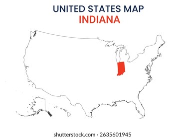 Indiana map of USA state. Indiana map vector illustration. Indiana vector map on white background.