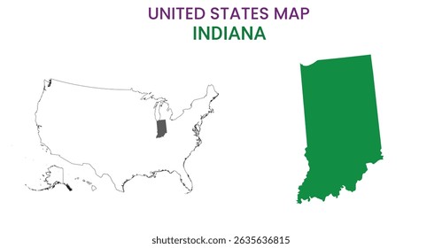 Indiana map of USA state. Indiana map vector illustration. Indiana vector map on white background.
