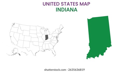 Indiana map of USA state. Indiana map vector illustration. Indiana vector map on white background.