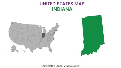 Indiana map of USA state. Indiana map vector illustration. Indiana vector map on white background.
