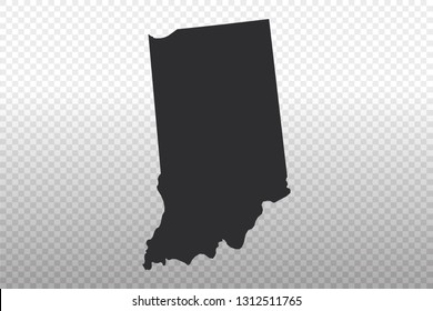 Indiana Map - USA, United States of America map, World Map International vector template isolated on transparent background - Vector illustration eps 10