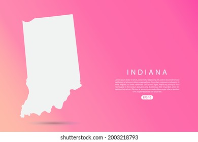 Indiana Map -  USA, United States of America map, World map vector template with 3d white color on Pink gradient background for infographic - Vector illustration eps 10