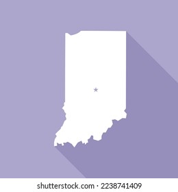 Indiana map vector illustration. Lavender colored flat map of midwestern state with the capital - Indianapolis. United States od America, infographics, geography concepts.