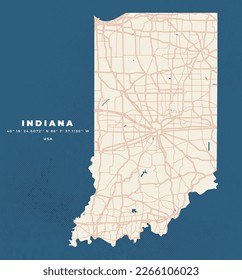 Indiana map vector poster flyer