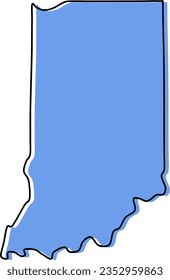 indiana map, indiana vector stylized, indiana outline stylized, indiana