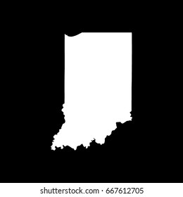 Indiana map in white on black background