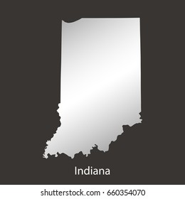Indiana map,border with chrome,metal shine gradient. Vector illustration