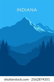 Indiana minimalist poster, wall art decoration, ice mountain illustration 