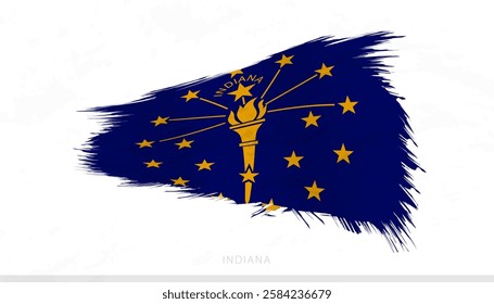 Indiana National Flag with Textured Brush Strokes. Artistic Brush Stroke Design.