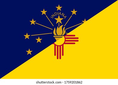 indiana and new mexico flags. vector background