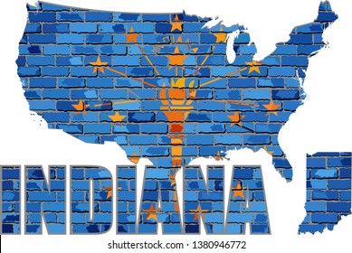 Indiana on a brick wall - Illustration,
Font with the Indiana flag