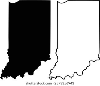 Indiana outline and flat icon design