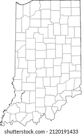 Indiana - Outline Map With Counties