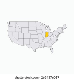 Indiana Region destaque no mapa dos EUA