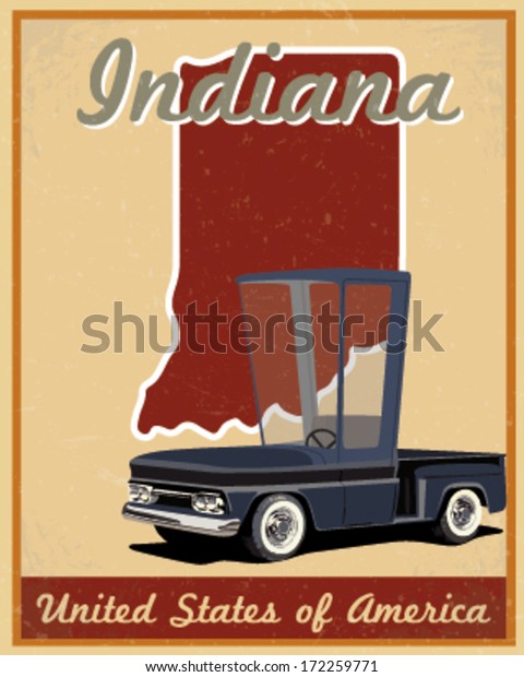 Indiana road trip vintage\
poster