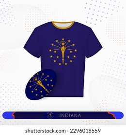 Indiana rugby jersey with rugby ball of Indiana on abstract sport background. Jersey design.