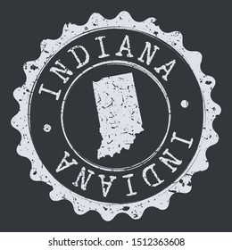 Indiana Seal Map. Silhouette Postal Passport Stamp. Round Vector Icon Postmark.