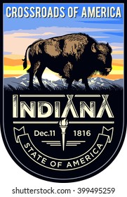 Indiana state emblem, the dawn on a dark background