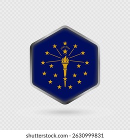 Indiana State Flag Icon in Hexagon Shape.