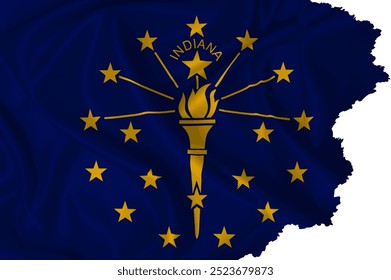 Indiana state flag vector with torn edges on transparent background