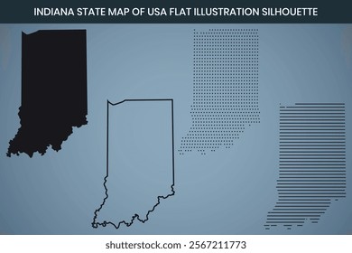 Indiana State Hand Drawn Outline Map of USA Fully Editable, 300 DPI, High-Resolution EPS File Included.