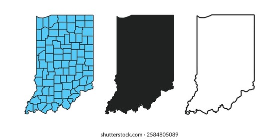 Indiana state icon. Pictogram for web page, mobile app, promo. High Detailed black map of Indiana. Indiana USA State thin line icon, Indiana black silhouette vector map.