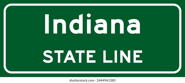 Indiana State Line Straßenschild, weiße Buchstaben auf grünem Hintergrund