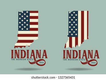  Indiana State logo design concept with Nickname The Hoosier State and map Vector EPS 10