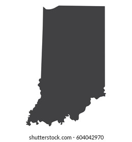 Indiana state map in black on a white background. Vector illustration