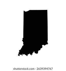 Indiana state map black silhouette on white background
