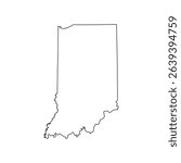 Indiana state map with detailed outlines on white background