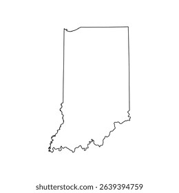 Indiana state map with detailed outlines on white background
