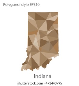 Indiana state map in geometric polygonal style.Abstract gems triangle,modern design background. Vector illustration EPS10