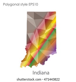 Indiana state map in geometric polygonal style.Abstract gems triangle,modern design background. Vector illustration EPS10