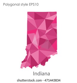 Indiana state map in geometric polygonal style.Abstract gems triangle,modern design background. Vector illustration EPS10