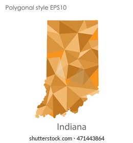 Indiana state map in geometric polygonal style.Abstract gems triangle,modern design background. Vector illustration EPS10
