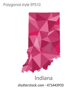 Indiana state map in geometric polygonal style.Abstract gems triangle,modern design background. Vector illustration EPS10