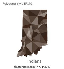 Indiana state map in geometric polygonal style.Abstract gems triangle,modern design background. Vector illustration EPS10