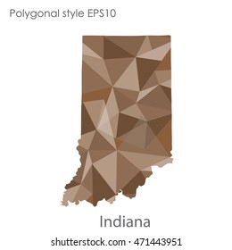 Indiana state map in geometric polygonal style.Abstract gems triangle,modern design background. Vector illustration EPS10