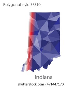 Indiana state map in geometric polygonal style.Abstract gems triangle,modern design background. Vector illustration EPS10
