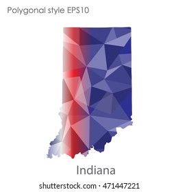 Indiana state map in geometric polygonal style.Abstract gems triangle,modern design background. Vector illustration EPS10