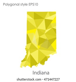 Indiana state map in geometric polygonal style.Abstract gems triangle,modern design background. Vector illustration EPS10