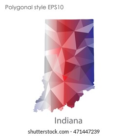 Indiana state map in geometric polygonal style.Abstract gems triangle,modern design background. Vector illustration EPS10