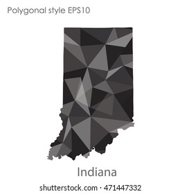 Indiana state map in geometric polygonal style.Abstract gems triangle,modern design background. Vector illustration EPS10