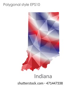 Indiana state map in geometric polygonal style.Abstract gems triangle,modern design background. Vector illustration EPS10